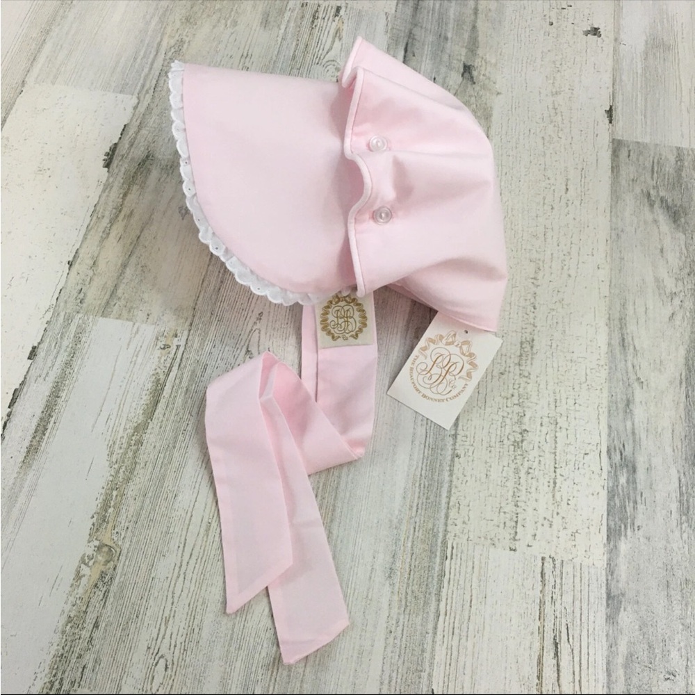 The Beaufort Bonnet Company Bellefaire Bonnet in Palm Beach Pink Eyelet XL 3-4T